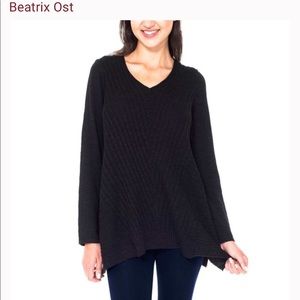Beatrix Ost Black Asymmetrical V Neck Sweater